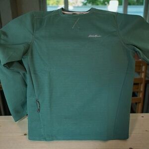 Eddie Bauer Tech Crew Mens Large Long Sleeve~ Green M and New W/ Tags